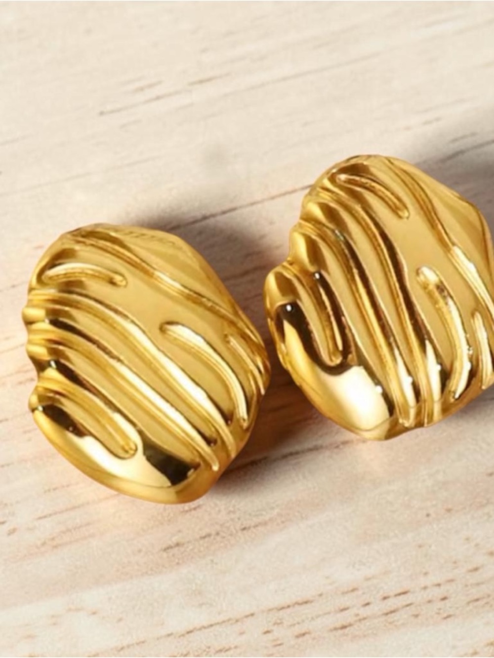 Gold Textured Stud Earrings